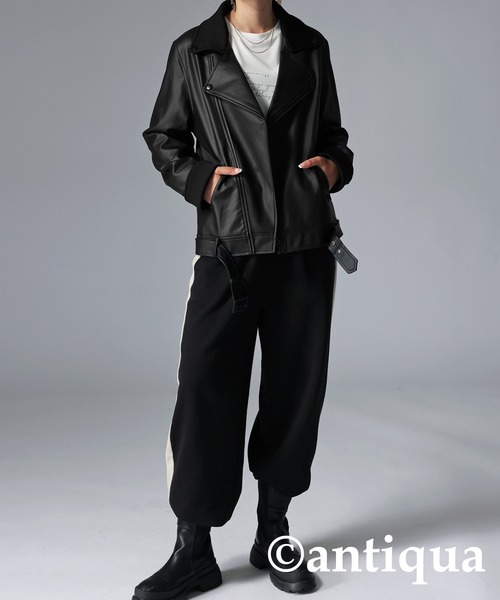 「antiqua」 ライダースジャケット L ブラック レディース_画像5