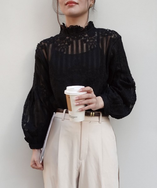 CORNERS（コーナーズ） ブラウス シャツ ボリュームスリーブハイネック