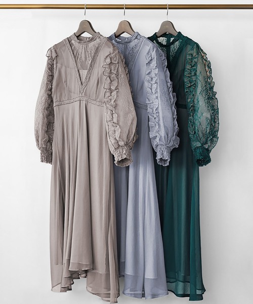 「GIRL」 長袖ワンピース S グリーン レディース_画像3