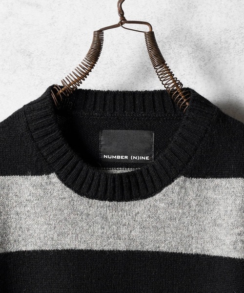 「NUMBER (N)INE」 長袖ニット 2 ブラック×グレー メンズ_画像2