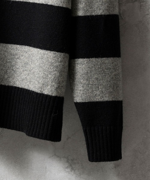 「NUMBER (N)INE」 長袖ニット 2 ブラック×グレー メンズ_画像3