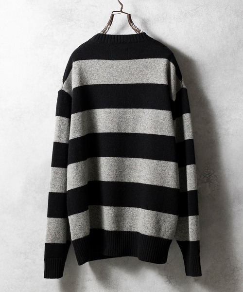 「NUMBER (N)INE」 長袖ニット 2 ブラック×グレー メンズ_画像5