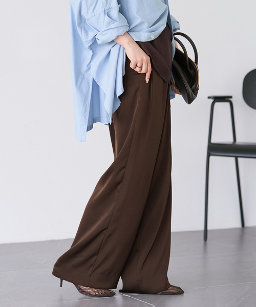 plage（プラージュ） ワイドパンツ パンツ 「追加」dull satin relax