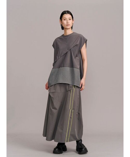 UN3D.（アンスリード） tシャツ HEM MESH COCOON TOP / ヘムメッシュ