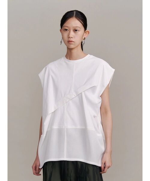 UN3D.（アンスリード） tシャツ HEM MESH COCOON TOP / ヘムメッシュ