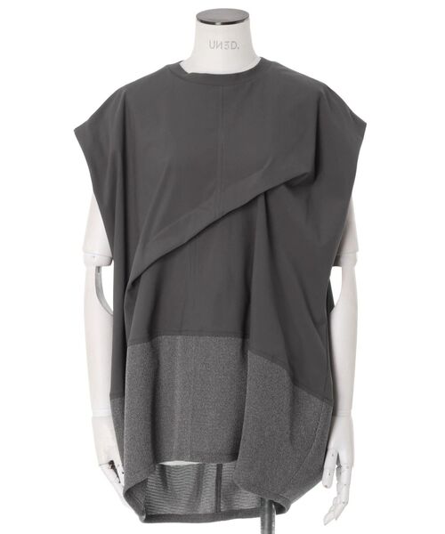 美品♡アンスリード メッシュドッキングコクーントップス ブラック UN3D.（アンスリード） tシャツ HEM MESH COCOON TOP / ヘムメッシュ
