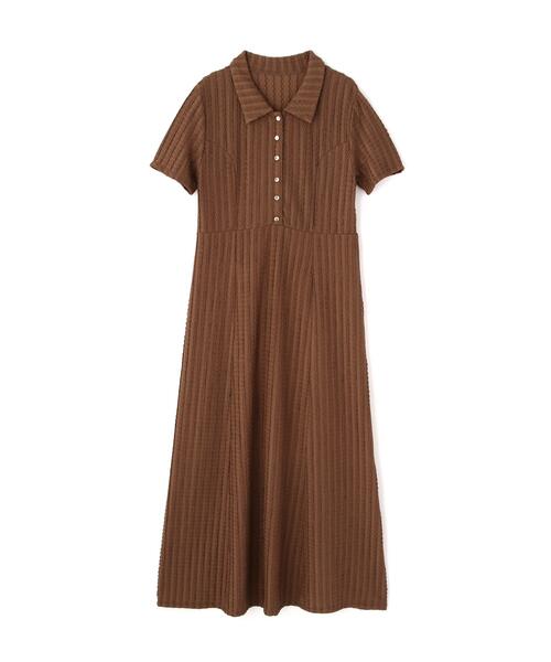 ワンピース 金ボタンカットジャガードポロワンピースの画像