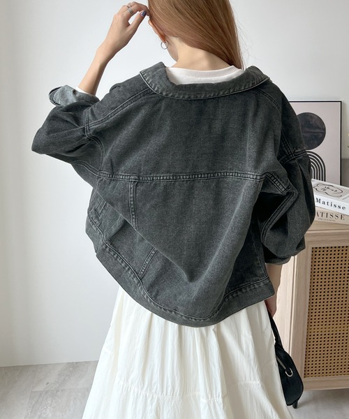 「Futier land」 デニムジャケット LARGE ブラック レディース_画像2