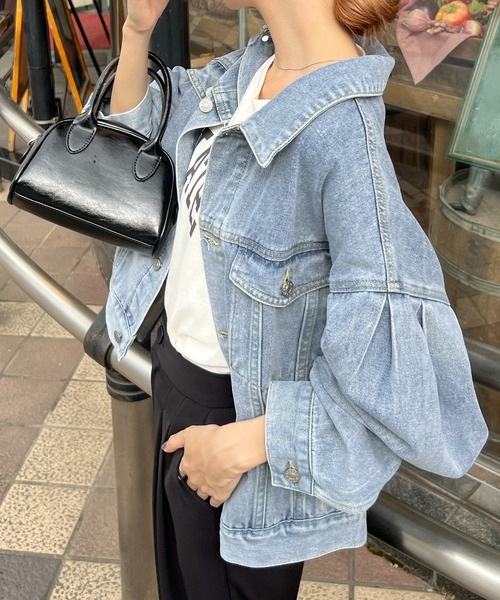 「Futier land」 デニムジャケット LARGE ブラック レディース_画像6