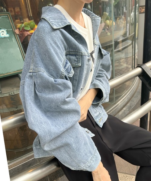 「Futier land」 デニムジャケット LARGE ブラック レディース_画像9