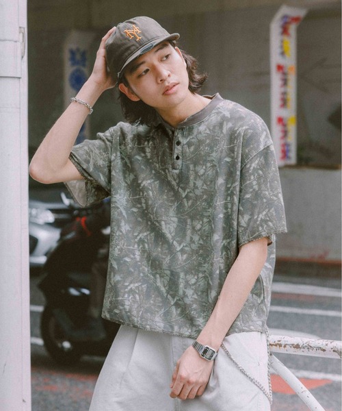 RAGEBLUE（レイジブルー） tシャツ Camouflage Henry Neck T-Shirt