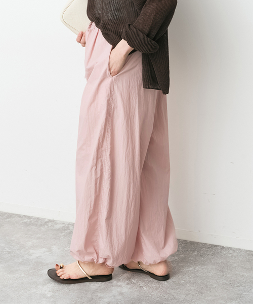 ワイドパンツ パンツ CO/PA タイプライターギャザーパンツ レディースの画像