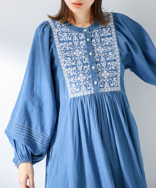 URBAN RESEARCH Sonny Label 長袖ワンピース FREE ライトインディゴ 