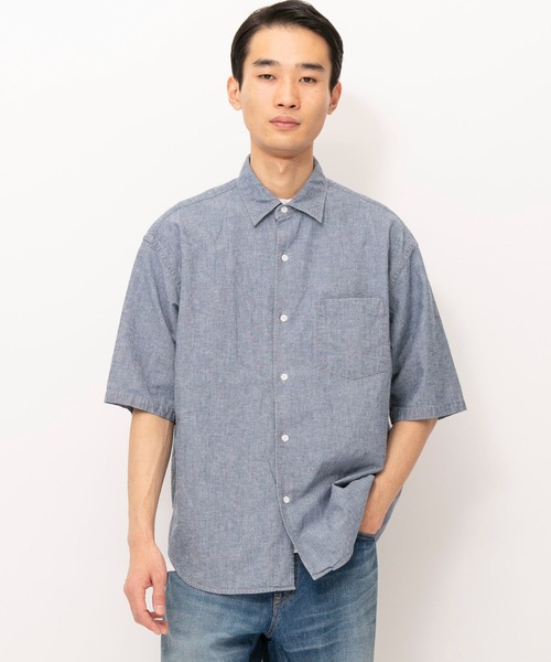 「Johnbull」 半袖シャツ LARGE インディゴブルー メンズ_画像2