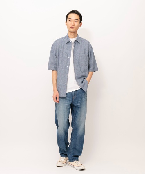 「Johnbull」 半袖シャツ LARGE インディゴブルー メンズ_画像3