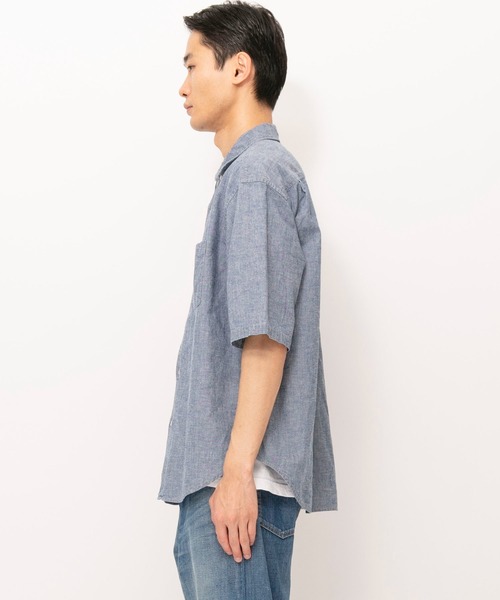 「Johnbull」 半袖シャツ LARGE インディゴブルー メンズ_画像4