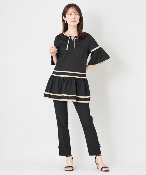 tシャツ バイカラーカットソー チュニック レディースの画像