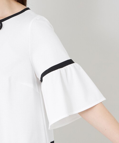 tシャツ バイカラーカットソー チュニック レディースの画像
