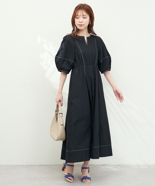 「natural couture」 半袖ワンピース MEDIUM インディゴブルー レディース_画像9