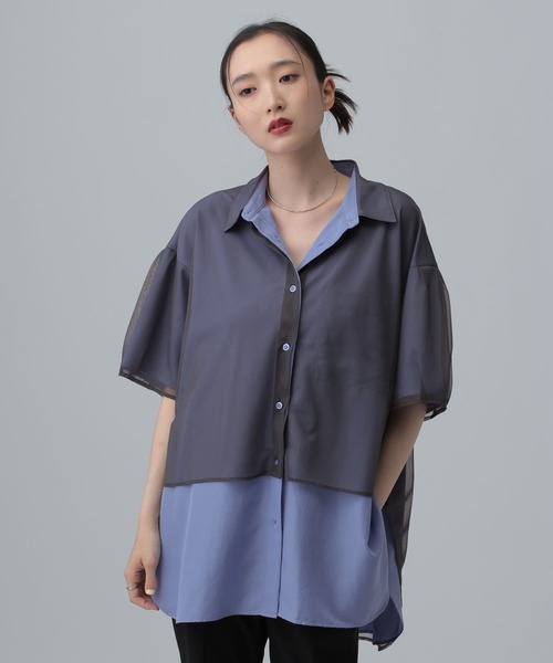 ブラウス シャツ サラキレチュールレイヤーチュニックSS　739872 レディースの画像