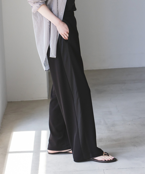 NOBLE（ノーブル） スラックス パンツ ジャージーサテンサイドライン