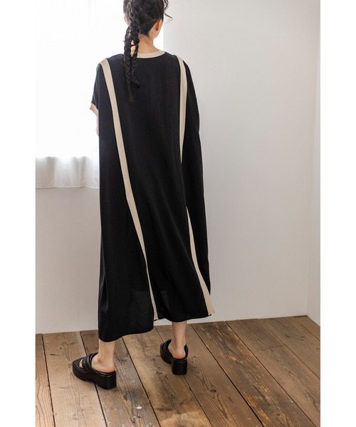 「OSMOSIS」 半袖ワンピース ONE SIZE ネイビー レディース_画像6