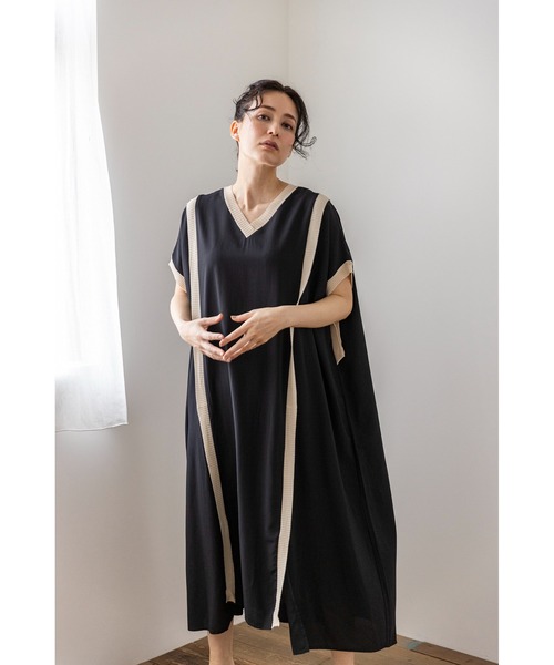 「OSMOSIS」 半袖ワンピース ONE SIZE ネイビー レディース_画像7