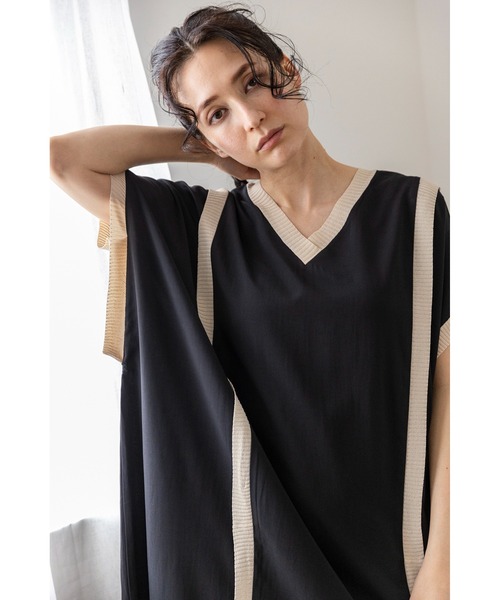 「OSMOSIS」 半袖ワンピース ONE SIZE ネイビー レディース_画像8