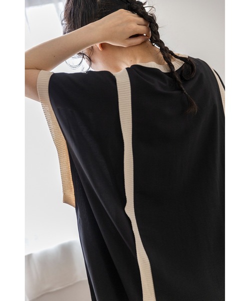 「OSMOSIS」 半袖ワンピース ONE SIZE ネイビー レディース_画像9