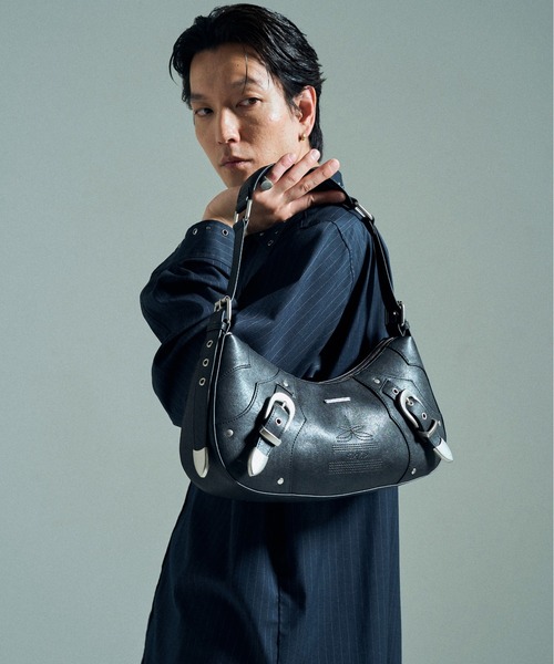 Camphor wood ショルダーバッグ FAUX LEATHER BELT BUCKLE WESTERN BAG