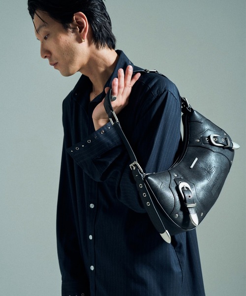 90s RRL ウエスタン ショルダーバッグ カービングストライプ レザー 本 