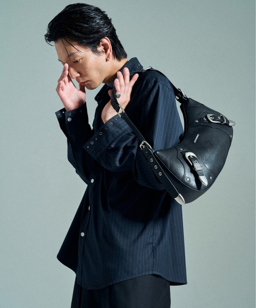 Camphor wood ショルダーバッグ FAUX LEATHER BELT BUCKLE WESTERN BAG