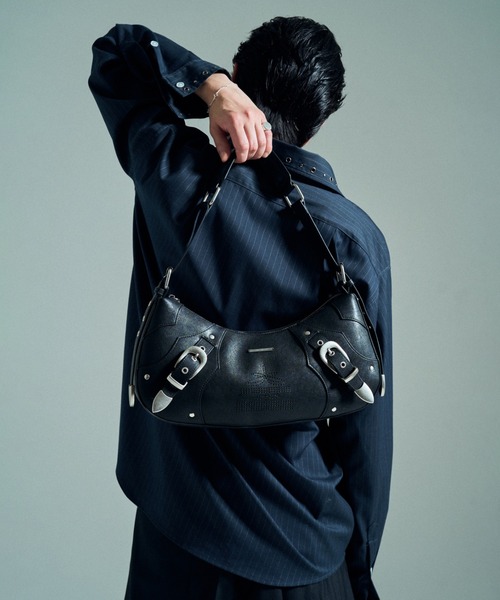 Camphor wood ショルダーバッグ FAUX LEATHER BELT BUCKLE WESTERN BAG