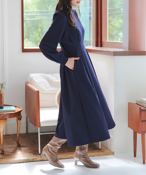 「KOBE LETTUCE」 長袖ワンピース L グレイッシュベージュ レディース_画像9