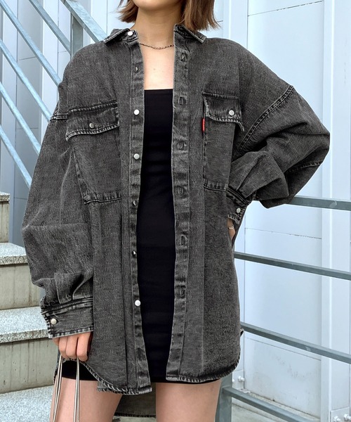 「Snap club」 長袖シャツ FREE ケミカルウォッシュ レディース_画像2
