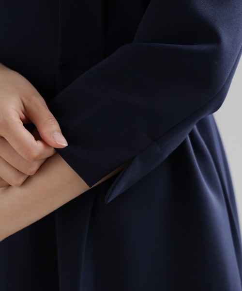 「DRESS PLUS」 7分袖ワンピース X-LARGE ネイビー レディース_画像5