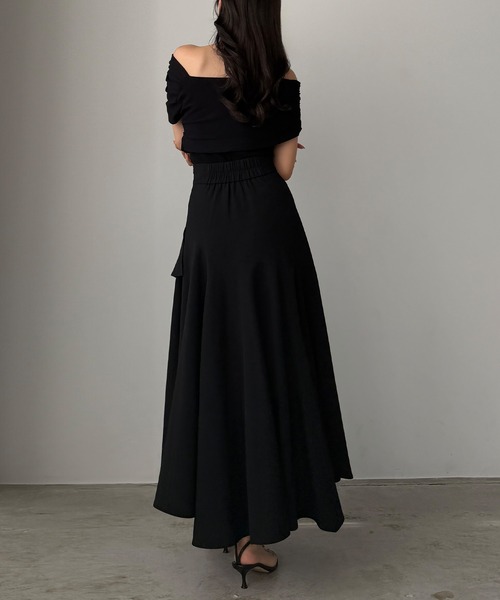「Louere」 フレアスカート MEDIUM チャコール レディース_画像6