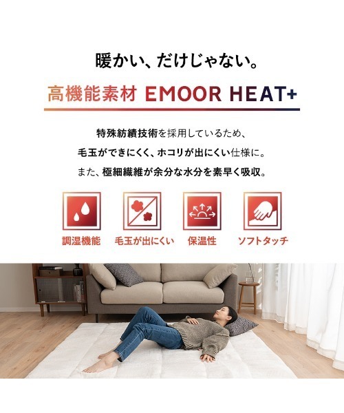 東京家具 ラグ ラグマット ＋4℃ もちふわ触感「ヒートプラス」リビング