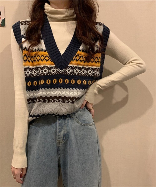 TORRAZZO DONNA ノルディックニットベスト　新品未使用 MAISON DE THERESE（メゾン ド テレーズ） ベスト ジレ Vネック