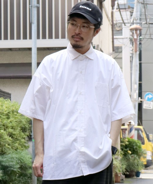 STARTEXCEEDEND ビーズ フィット 半袖 ット シャツ 無地 2色 ノンアイロン半袖ストレッチiシャツ ドビーストライプアイ