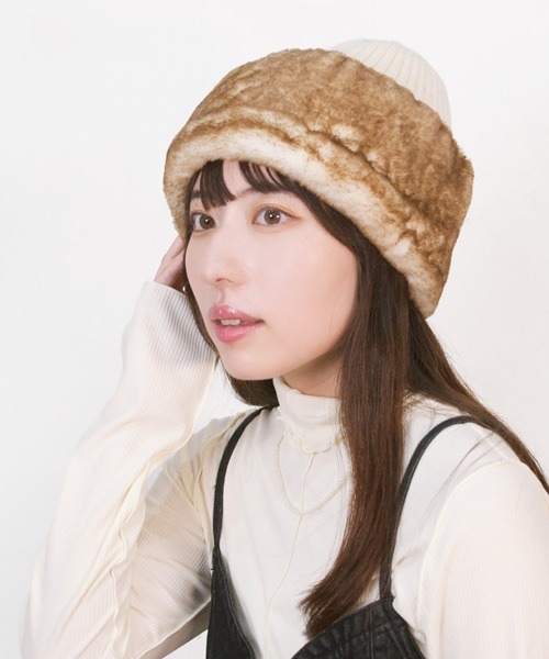 Ruben ニット帽 ニットキャップ リバーシブル ファー＆ニット帽