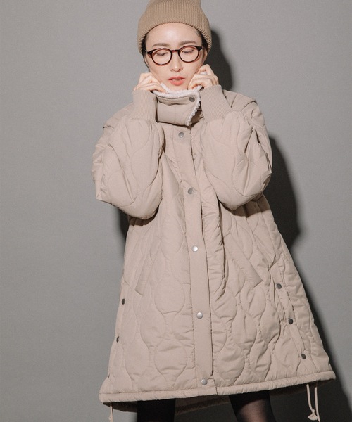 コート アウター ソフトタフタ2WAY 衿裏ボアキルティングJK レディース