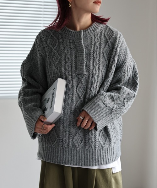 ap retro ニット セーター ハーフボタン / ヘンリーネックデザイン