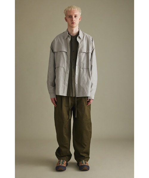 styling/ スタイリング　カットジャガード シャツジャケット STYLEMIXER コート ジャケット フロントヨークストライプシャツ