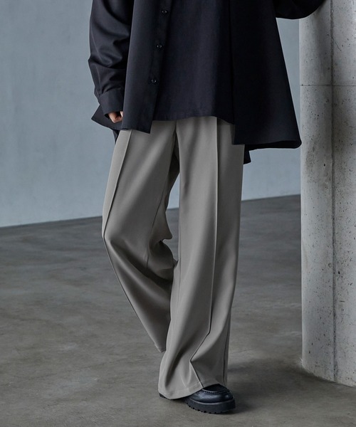 SERACE スラックス 「SERACE」Wide drape pin tuck flare slacks