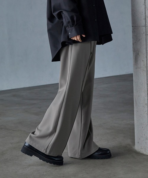 SERACE スラックス 「SERACE」Wide drape pin tuck flare slacks