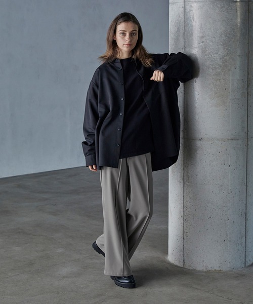 SERACE スラックス 「SERACE」Wide drape pin tuck flare slacks