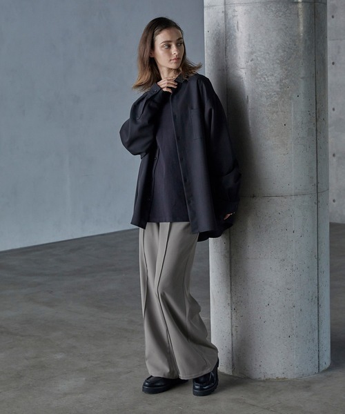 SERACE スラックス 「SERACE」Wide drape pin tuck flare slacks