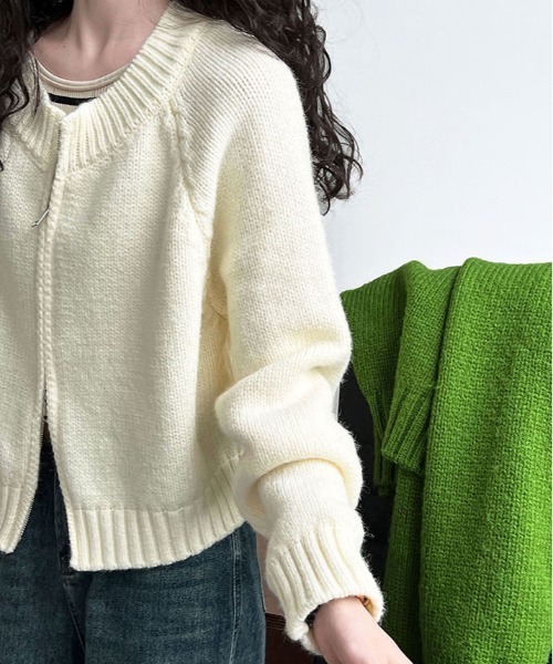 Malbon ジップアップニットカーディガン レディース 春秋向け 上質素材✨ カーディガン モックネックジップニットカーディガン レディース