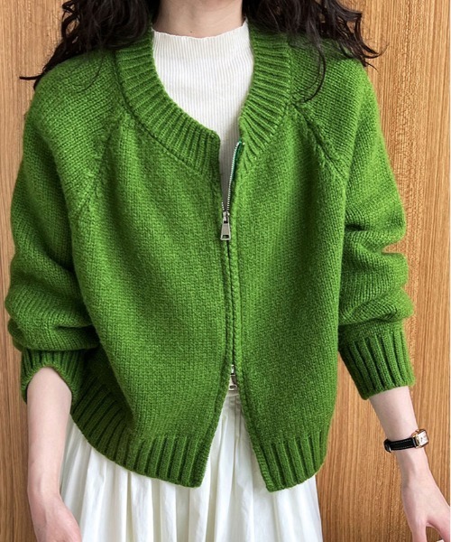 新品 J&M DAVIDSON ニット カーディガン ウール 緑S 美品/サンジョア Saint Joie カーディガン 表記 M 9号 相当 古着 緑